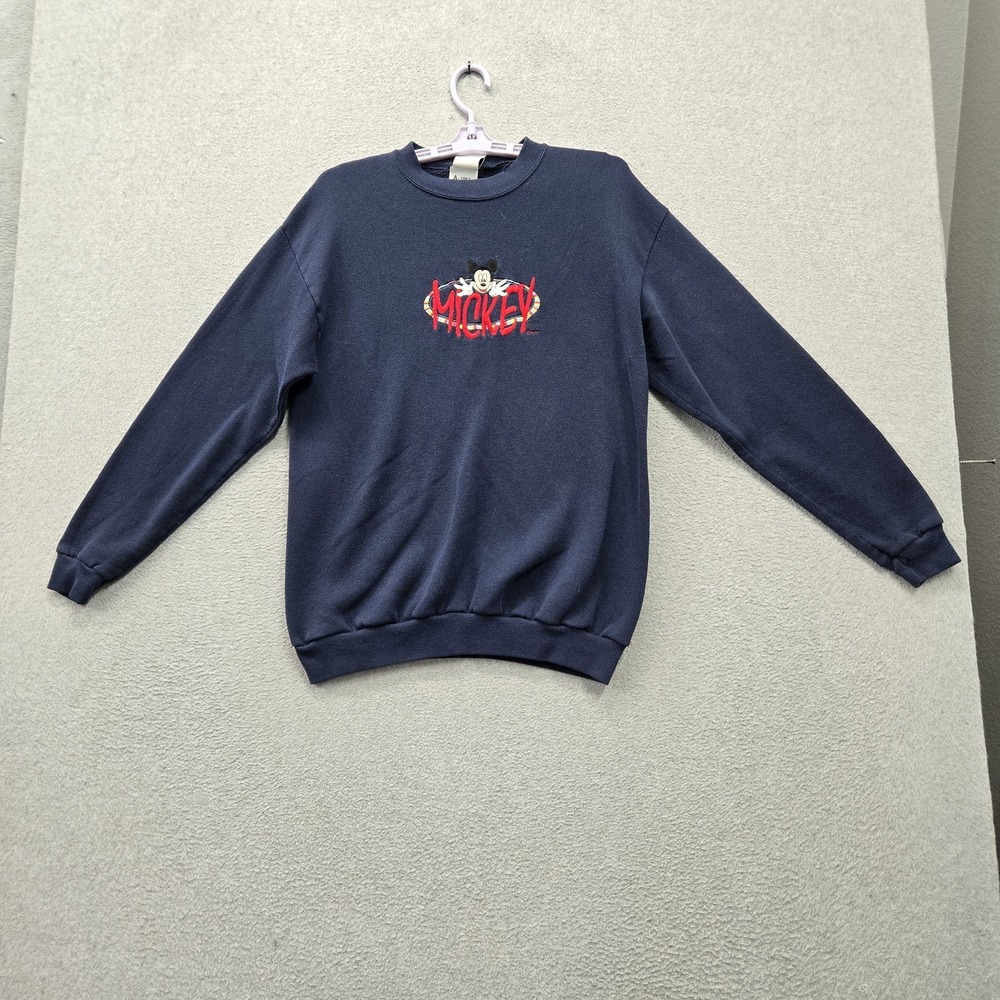 VINTAGE Mickey Unlimited Men Sweatshirt MEDIUM Navy Blue Embroidered Graphic